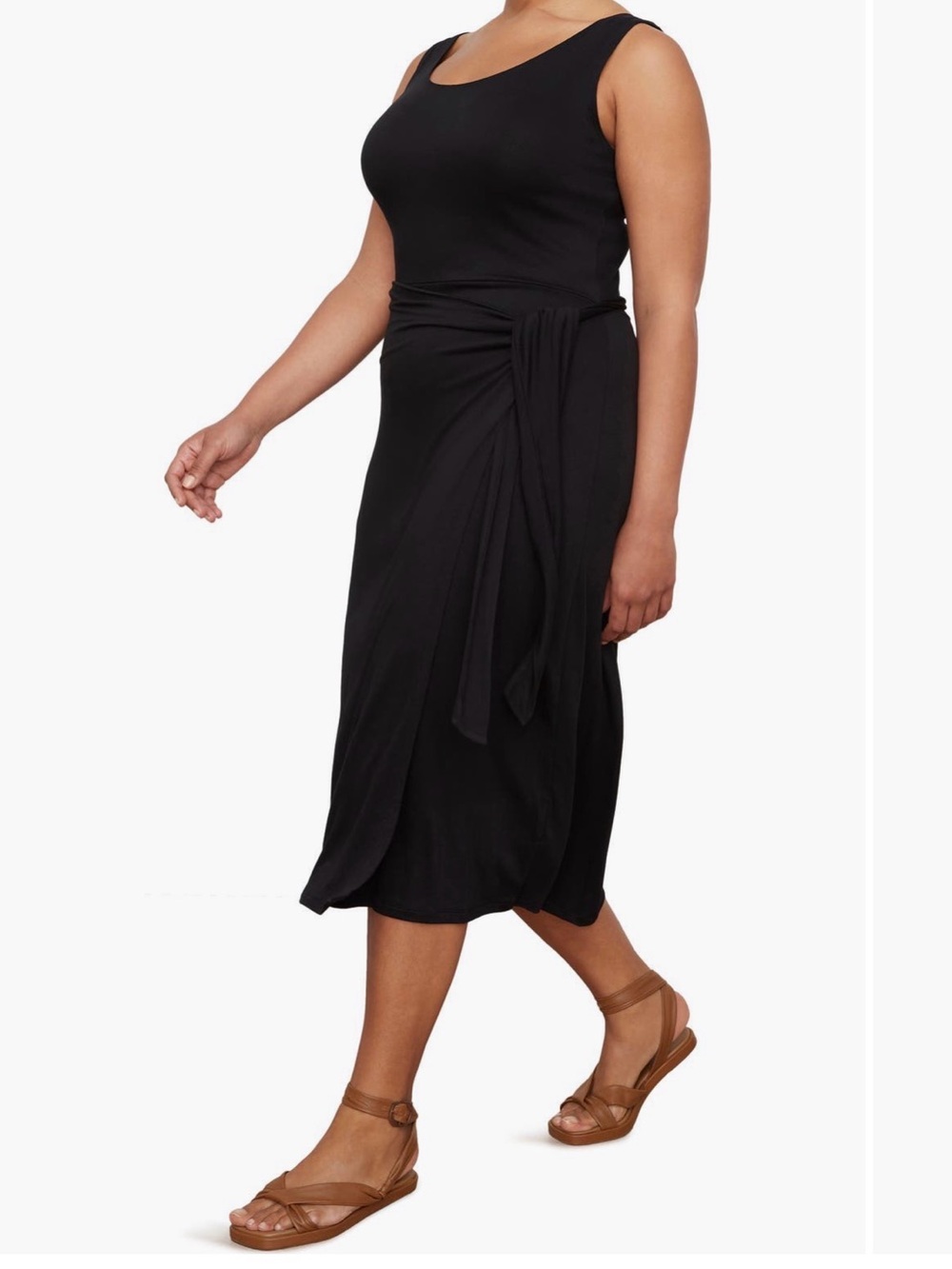 Vince Black Faux Wrap Midi Dress